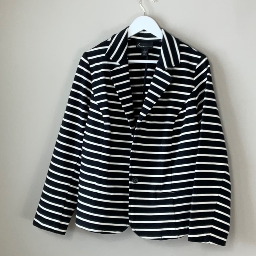 Lane Bryant woman’s black white strip jacket